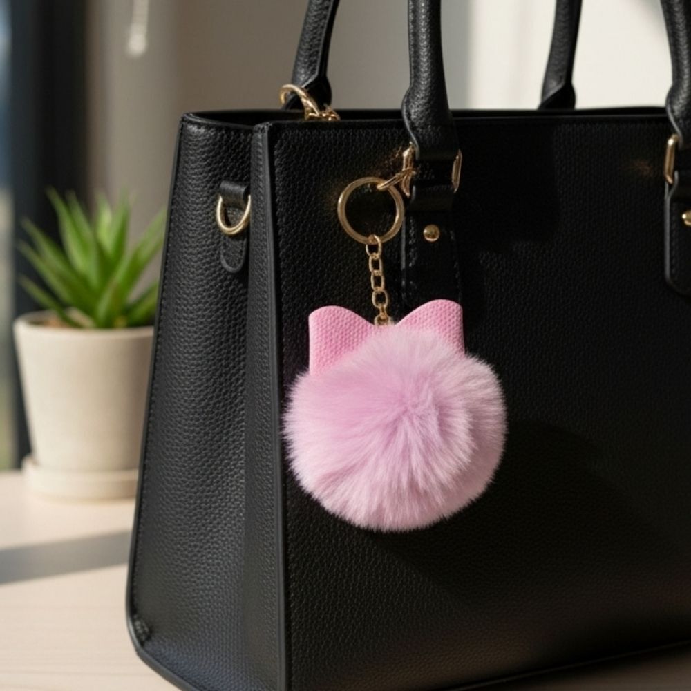 Pink Fluffy Keychain Accessory (New)